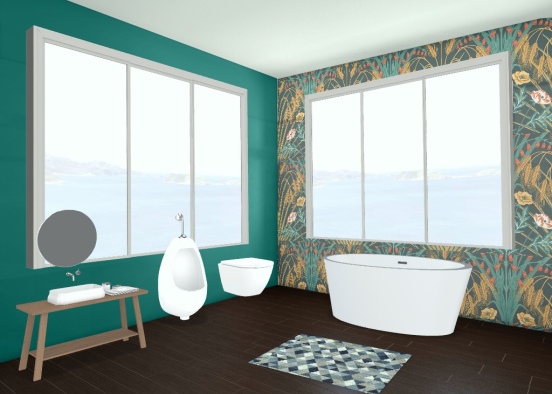 Ocean view bathroom  Design Rendering