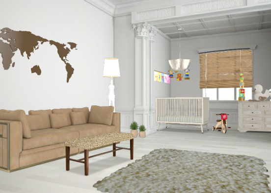Living room with new born baby  Design Rendering