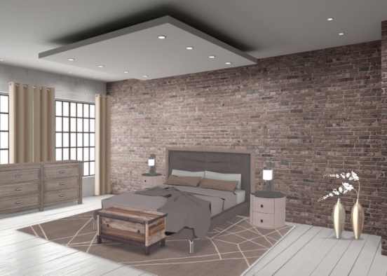 Modern Rustic Bedroom Design Rendering