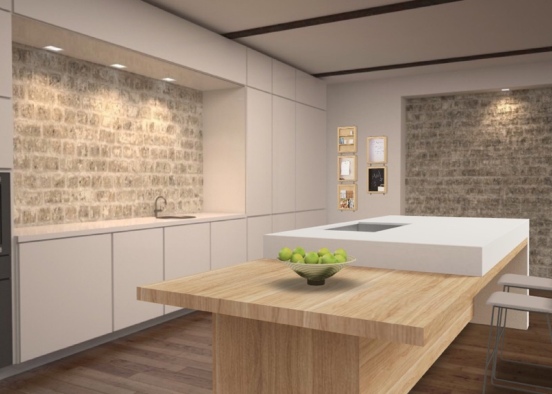 Modern Wood Themed Kitchen  Design Rendering