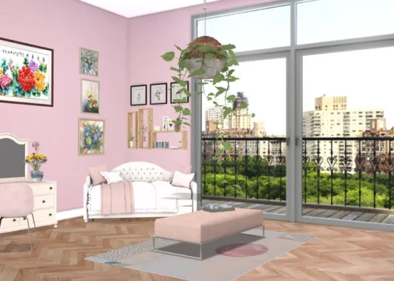 Pretty in Pink and Plants Design Rendering