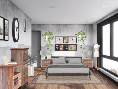 Here’s a bedroom with some wood in it, since we are coming close to the holidays!  Enjoy!