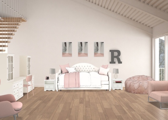 Rachel’s Pink and White Bedroom Design Rendering