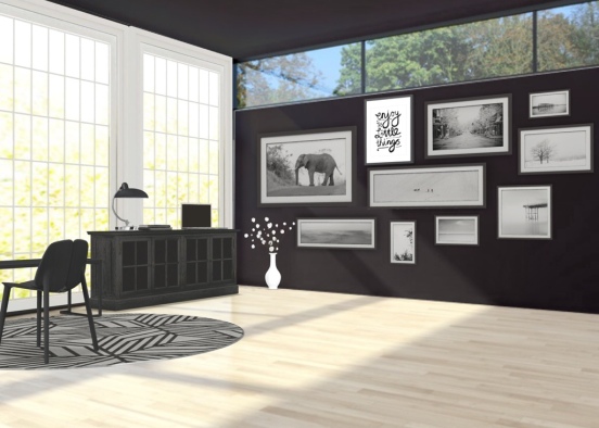 Black and White Office Design Rendering