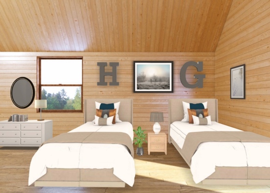 Cabin Bedroom  Design Rendering