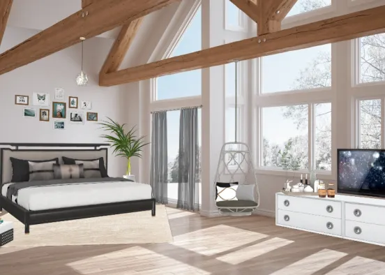 Schlafzimmer mit winterlicher Aussicht  Design Rendering