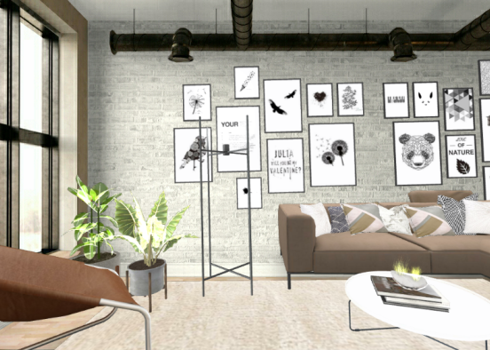 Scandi living room Design Rendering