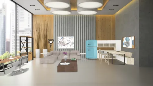 kitchen,living room and office