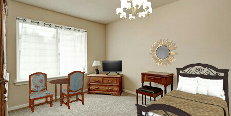Уютная комната с антикварной мебелью Design Rendering