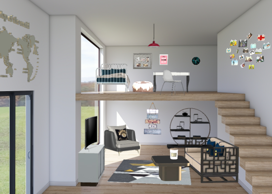 Living room+bedroom   Design Rendering