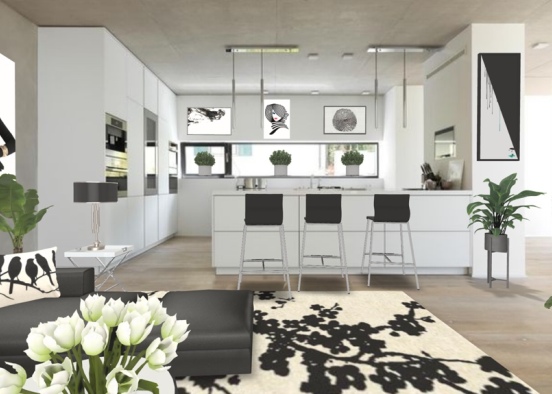 black and white contemporary  Design Rendering