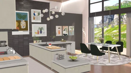 Open plan kitchen and dining 