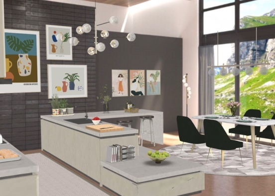 Open plan kitchen and dining  Design Rendering