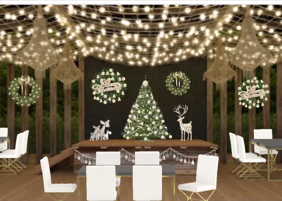 gold Christmas dinning party  Design Rendering