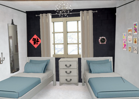 Dormitorio  en negro Design Rendering