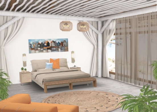 #Beachy Resort Room Design Rendering