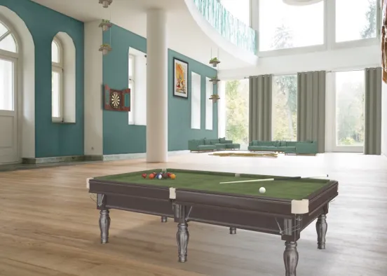 #Green Billiard Room  Design Rendering