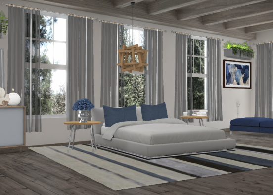 Blue & grey bedroom  Design Rendering