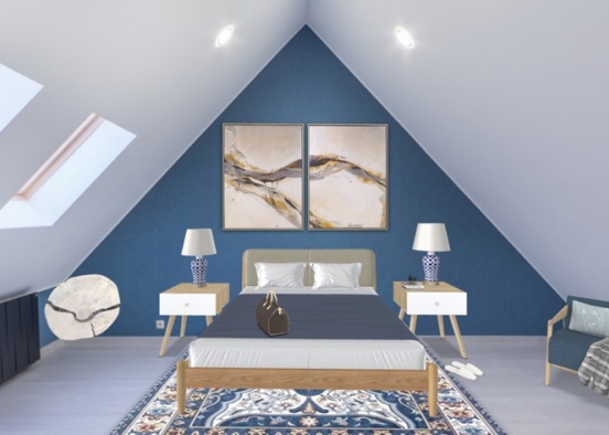 Attic turned simple bedroom Design Rendering