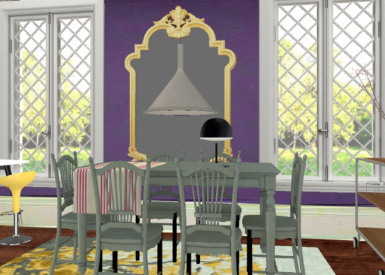 Purple Dining Nook Design Rendering