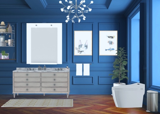 blue bathroom Design Rendering