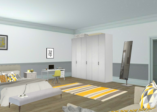 Yellow and grey bedroom 💛🐭 Design Rendering