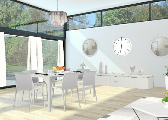 White dining room🥛🐑🌼 Design Rendering