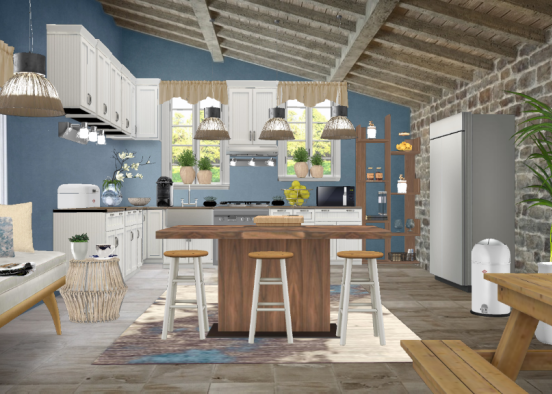 My little blue cottage style kitchen  Design Rendering
