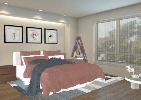 Dormitorio tonos rosas/grises/azules Design Rendering