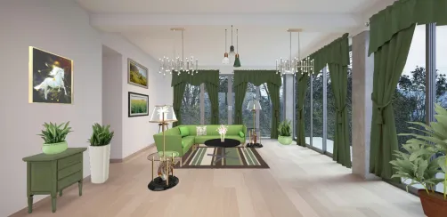 Green livingroom desing