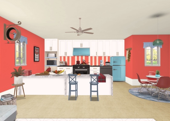 Liz’s Kitchen, Dining Room and a Glimpse of Living Room Design Rendering