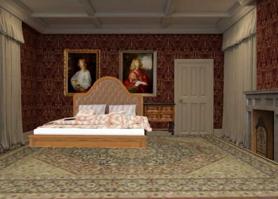 Simple Victorian Bedroom Design Rendering