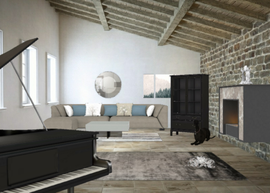Gray Living Room Design Rendering