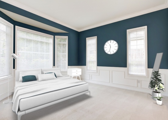 modern bedroom with hints of green Design Rendering