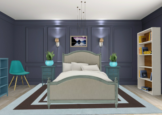 Blue guest room Design Rendering