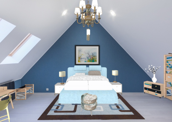 Simple  star Interiors Bedroom Design Rendering