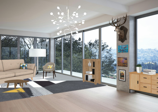 Cute and big living room. Design Rendering