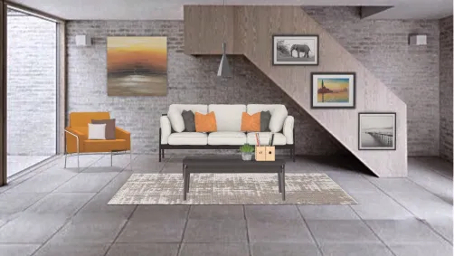 pop of orange living room