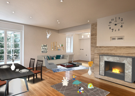 Casa emi # sala de estar y comedor # soñada Design Rendering