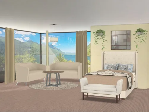 A nice water side view bedroom