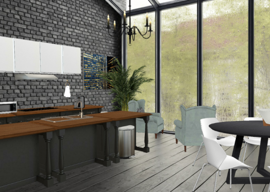 goth kitchen/dining room Design Rendering