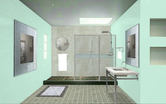 Julie Bathroom: Modern • Aqua • Brushed Nickel
