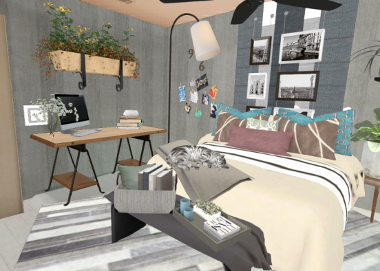 Modern/vlogger style young adult room Design Rendering