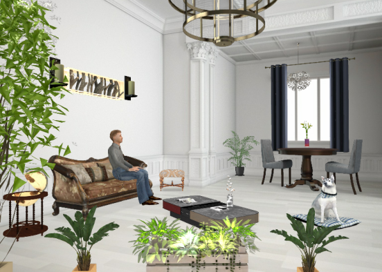 Dining room with plants Design Rendering