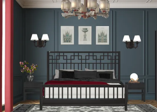Dark royal bedroom Design Rendering