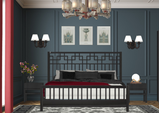 Dark royal bedroom Design Rendering