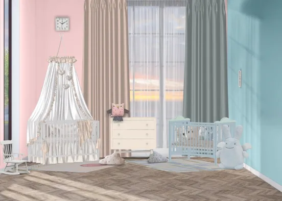 Baby Twin Room Design Rendering