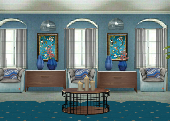 Sala azul Design Rendering