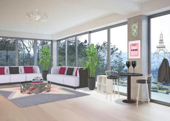 french living-room  Design Rendering