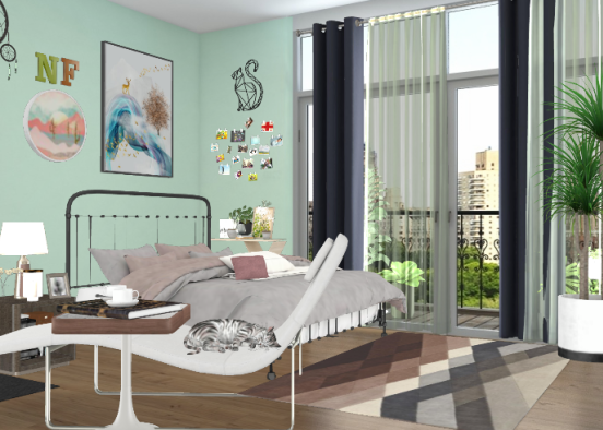 Urban + Green bedroom 💚 Design Rendering